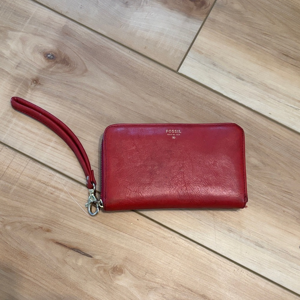 Fossil Cherry Red Leather Wristlet